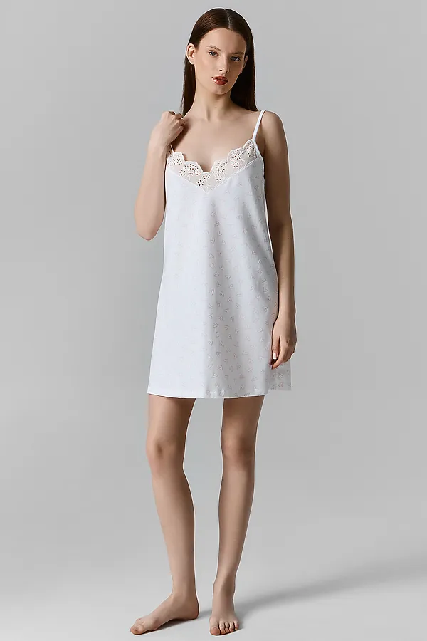 Сорочка ночная женская MARK FORMELLE, сердечки на белом - фото 1