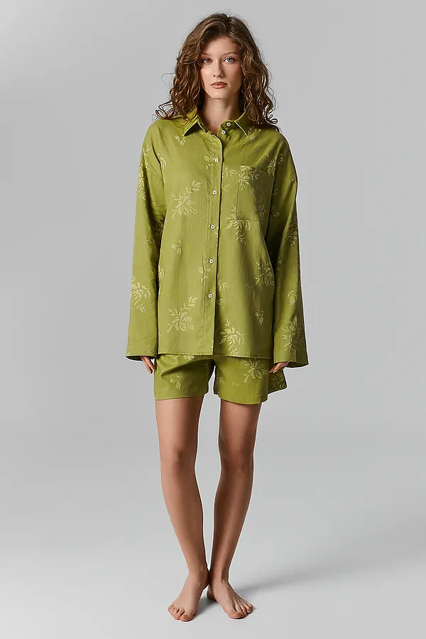 Шорты женские MARK FORMELLE, цветы на оливковом - фото 1