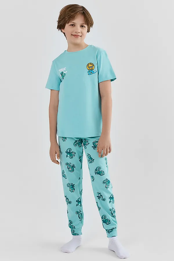 Комплект для мальчиков (футболка, брюки) MARK FORMELLE, морские блики +хамелеоны на морских бликах - фото 1