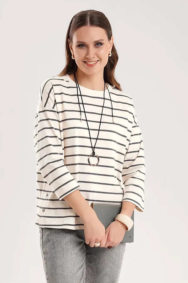 Джемпер CLEVER, молочный/т.серый - фото 1