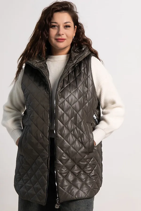 Жилет утепленный Фирменный стиль LADY TAIGA, хаки - фото 1