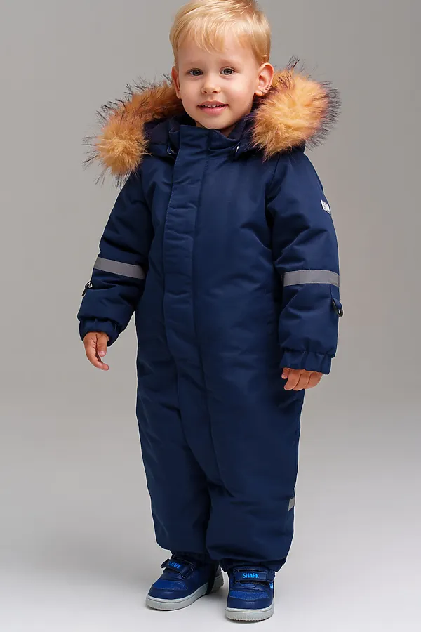 Комбинезон детский текстильный с полиуретановым покрытием для мальчиков PLAYTODAY, тёмно-синий - фото 1