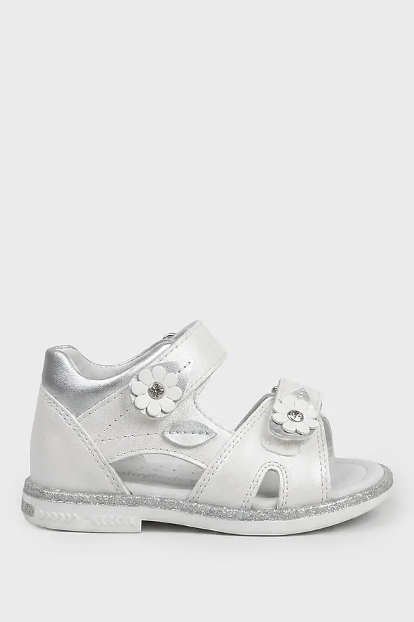 Сандалии для девочек PLAYTODAY, белый,серебряный - фото 1