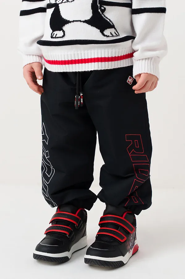 Брюки текстильные с полиуретановым покрытием для мальчиков PLAYTODAY, черный - фото 1