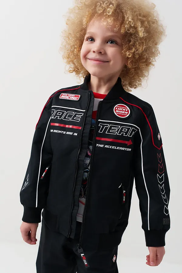 Куртка текстильная с полиуретановым покрытием для мальчиков (ветровка) PLAYTODAY, черный - фото 1