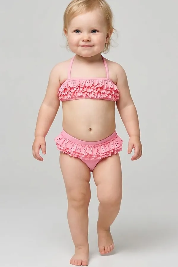 Купальный костюм детский трикотажный для девочек PLAYTODAY, светло-розовый - фото 1