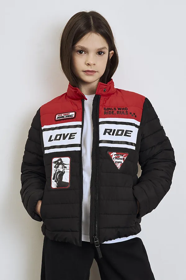 Куртка текстильная с полиуретановым покрытием для девочек PLAYTODAY, белый,черный,красный - фото 1