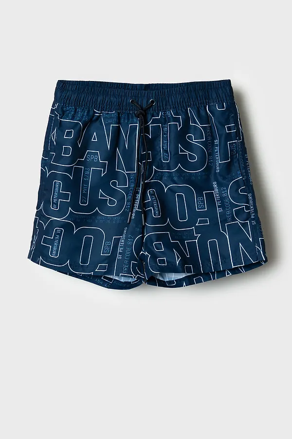 Шорты текстильные плавательные для мальчиков, средней длины PLAYTODAY, тёмно-синий,белый - фото 1