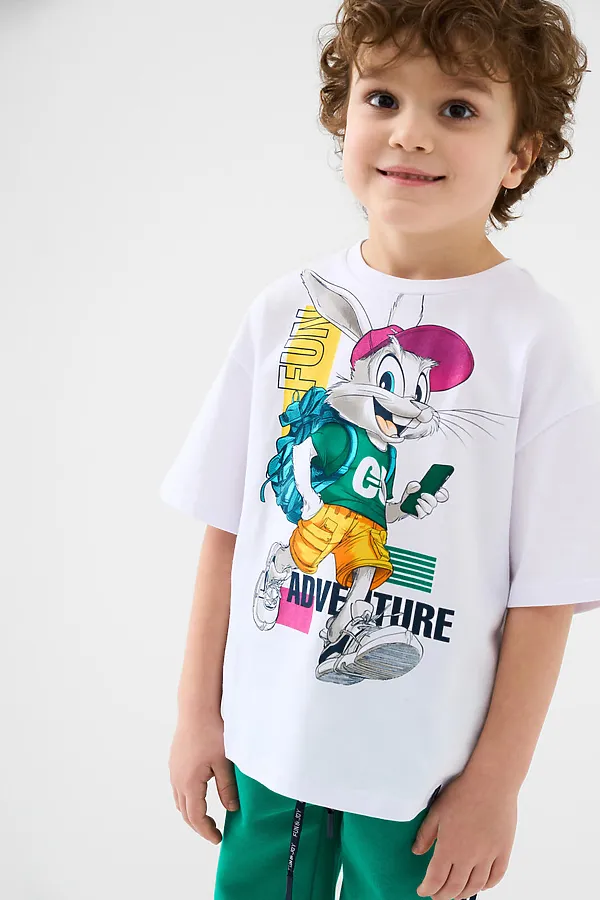 Фуфайка трикотажная для мальчиков (футболка) PLAYTODAY, белый - фото 1