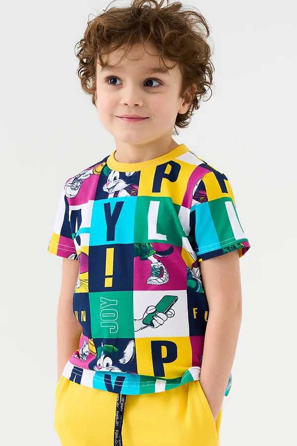 Фуфайка трикотажная для мальчиков (футболка) PLAYTODAY, разноцветный - фото 1