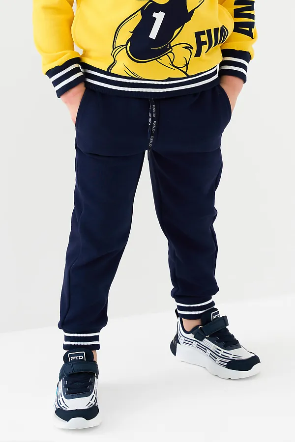 Брюки трикотажные для мальчиков PLAYTODAY, тёмно-синий - фото 1