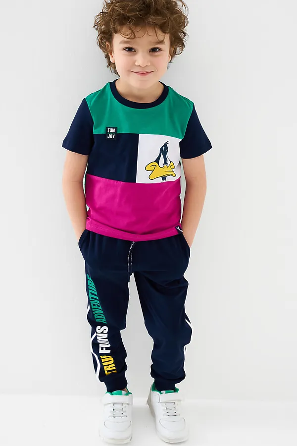 Комплект трикотажный для мальчиков: фуфайка (футболка), брюки PLAYTODAY, разноцветный - фото 1