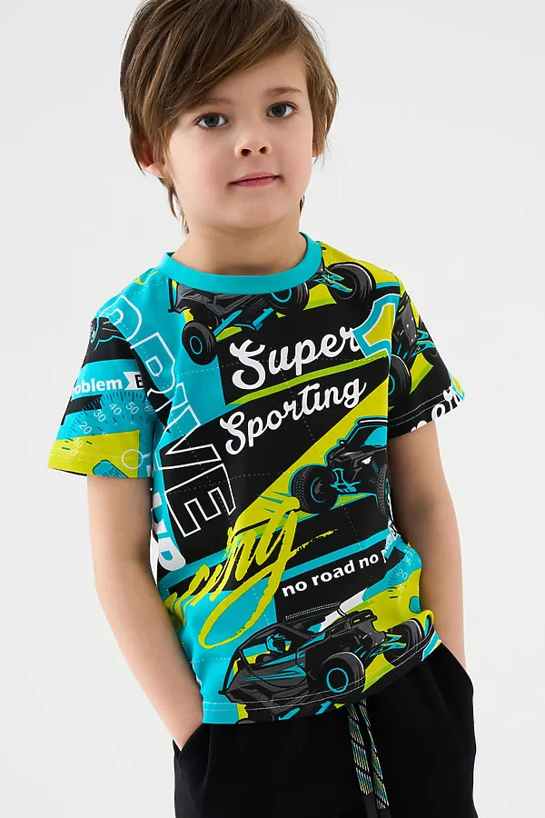 Фуфайка трикотажная для мальчиков (футболка) PLAYTODAY, разноцветный - фото 1