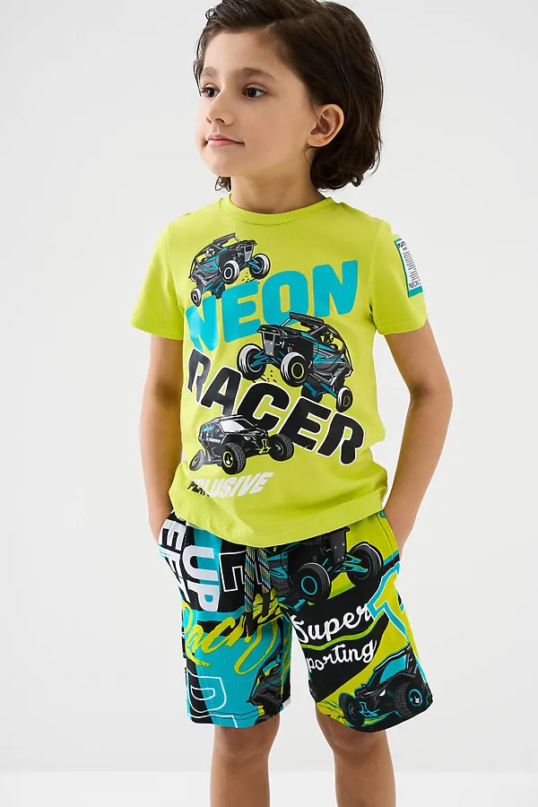 Комплект трикотажный для мальчиков: фуфайка (футболка), шорты PLAYTODAY, разноцветный - фото 1