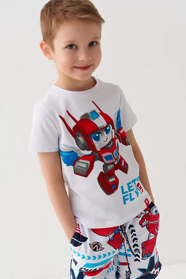 Фуфайка трикотажная для мальчиков (футболка) PLAYTODAY, белый - фото 1