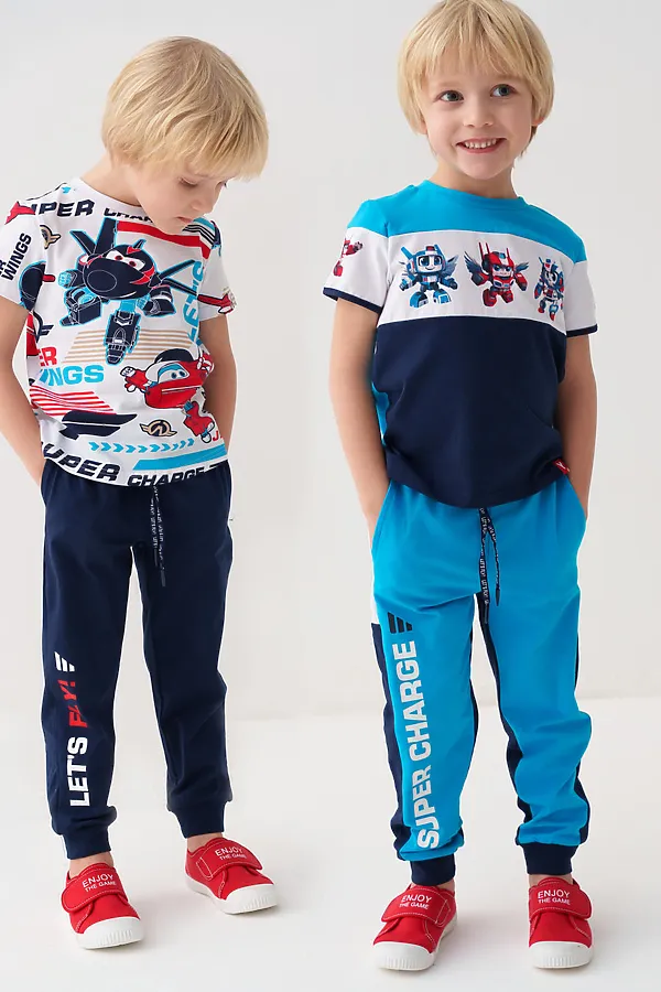 Брюки трикотажные для мальчиков, 2 пары в комплекте PLAYTODAY, тёмно-синий,ярко-синий - фото 1