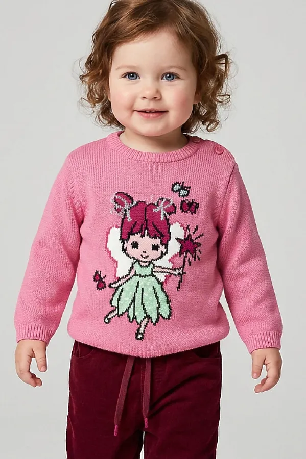 Джемпер детский трикотажный для девочек PLAYTODAY, розовый - фото 1