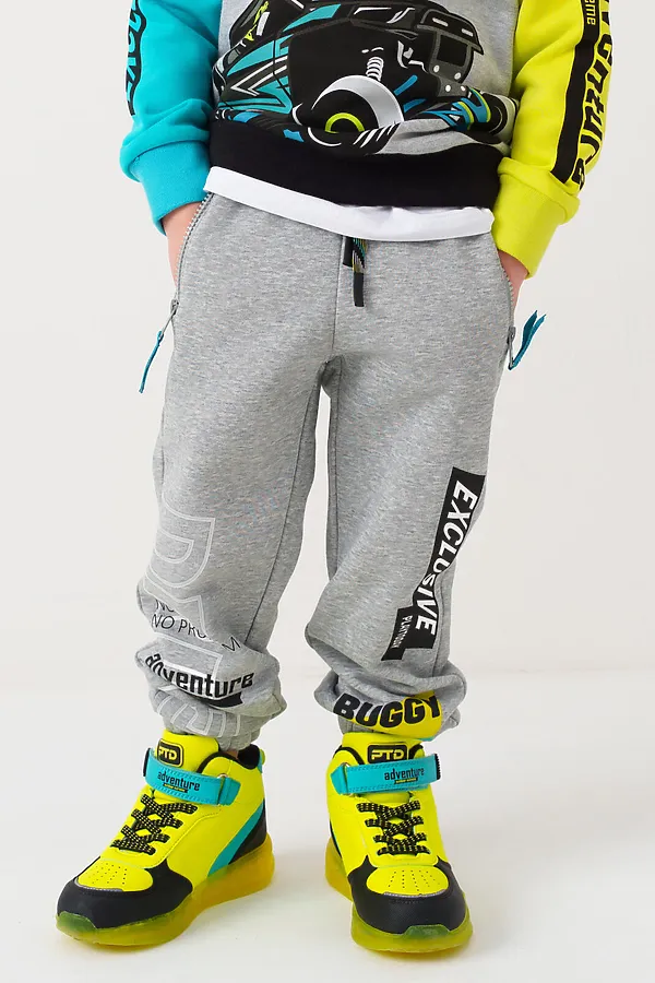 Брюки трикотажные для мальчиков PLAYTODAY, серый - фото 1