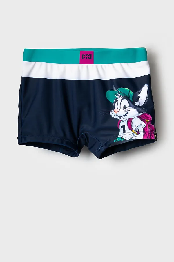 Плавки-шорты трикотажные для мальчиков, средней длины PLAYTODAY, зеленый,тёмно-синий - фото 1