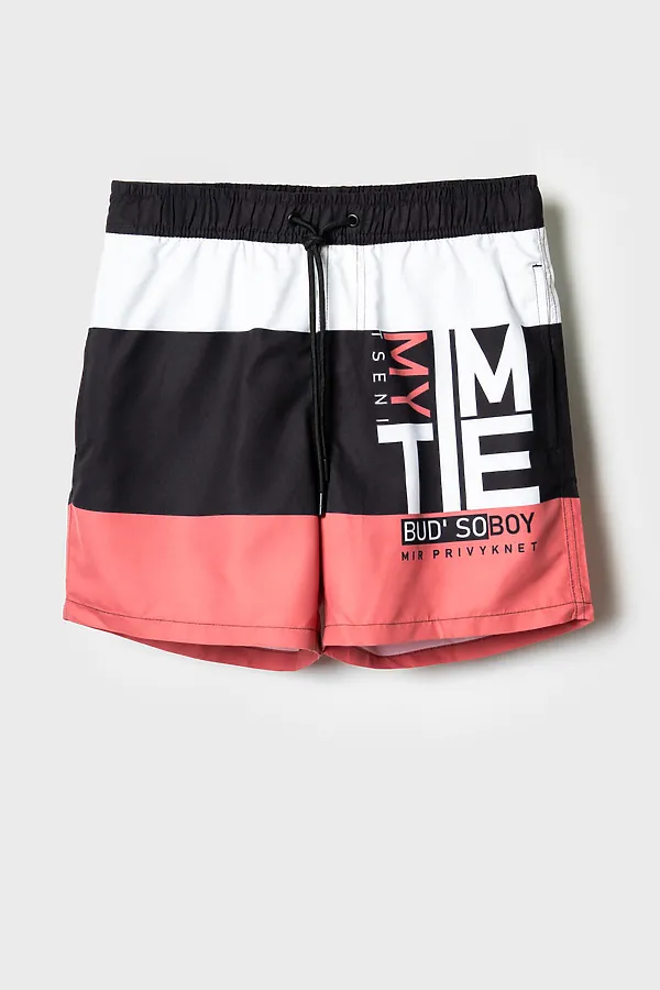 Шорты текстильные плавательные для мальчиков, средней длины PLAYTODAY, белый,черный,розовый - фото 1