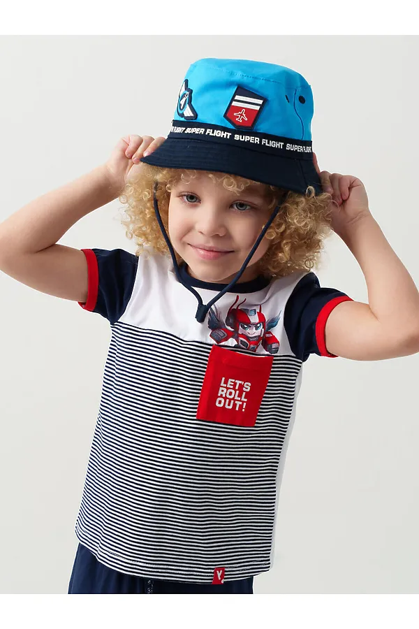 Панама текстильная для мальчиков PLAYTODAY, тёмно-синий,ярко-синий - фото 1