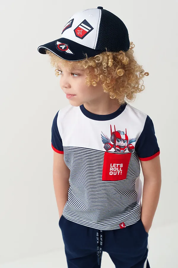 Кепка текстильная для мальчиков PLAYTODAY, белый,тёмно-синий - фото 1