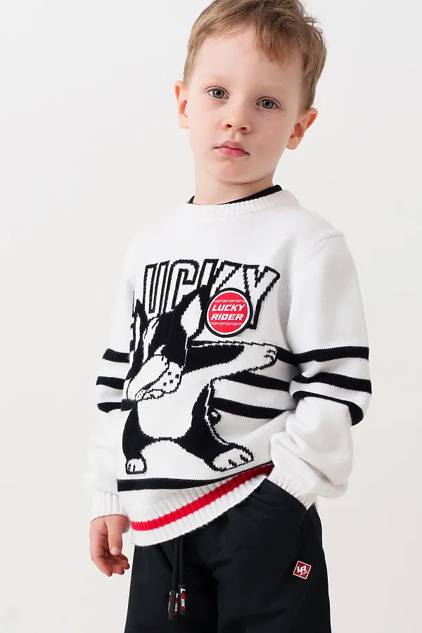 Джемпер трикотажный для мальчиков PLAYTODAY, белый,черный,красный - фото 1