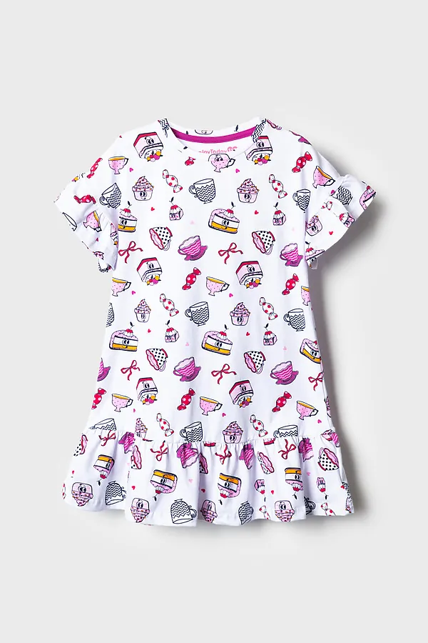 Сорочка ночная текстильная для девочек PLAYTODAY, разноцветный - фото 1