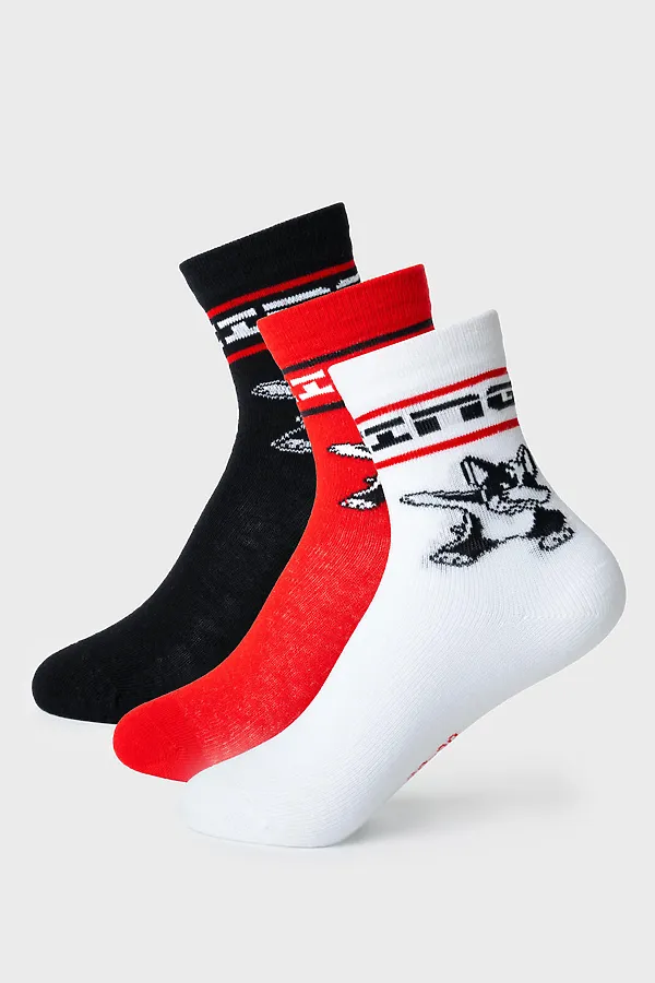 Носки трикотажные для мальчиков, 3 пары в комплекте PLAYTODAY, белый,черный,красный - фото 1
