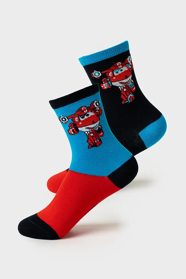 Носки трикотажные для мальчиков, 2 пары в комплекте PLAYTODAY, тёмно-синий,ярко-синий,красный - фото 1