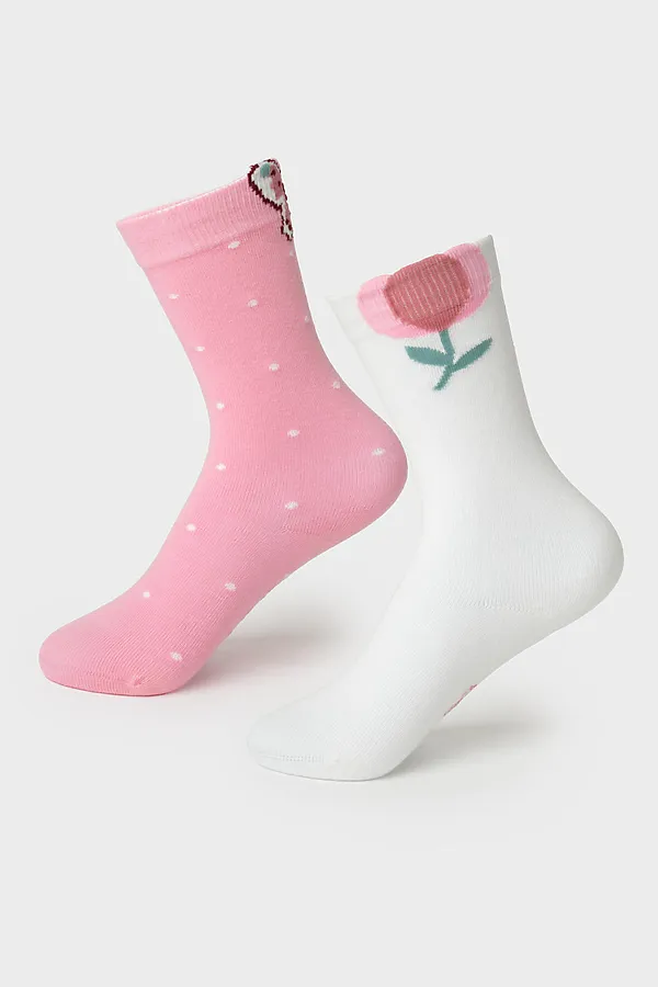 Носки детские трикотажные для девочек, 2 пары в комплекте PLAYTODAY, разноцветный - фото 1