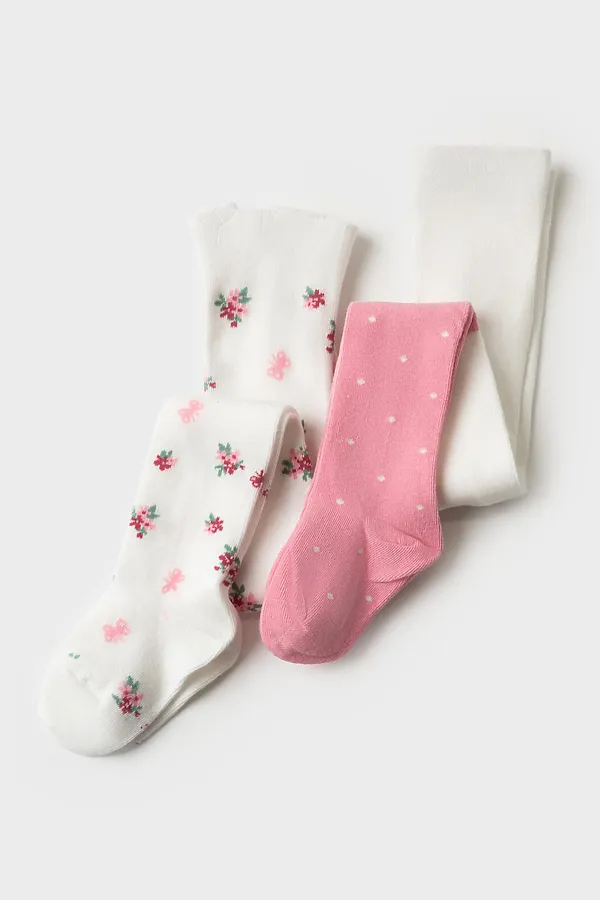 Колготки детские трикотажные для девочек, 2 пары в комплекте PLAYTODAY, разноцветный - фото 1