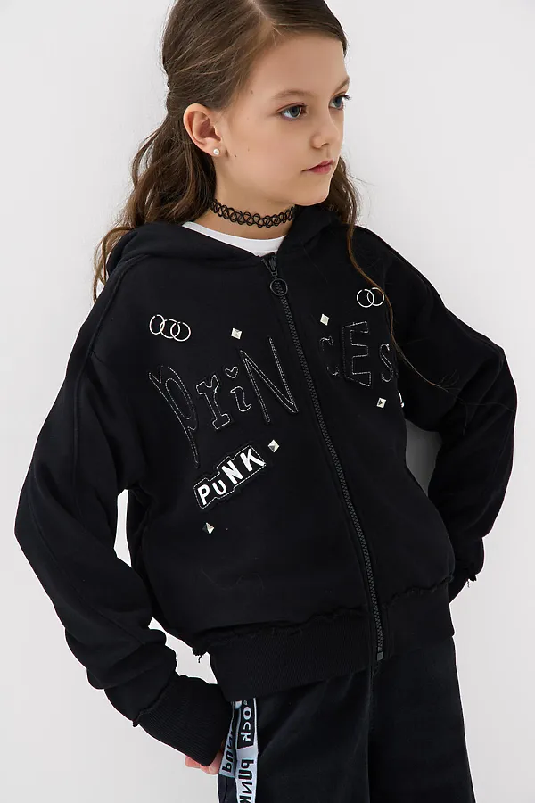 Толстовка трикотажная для девочек PLAYTODAY, черный - фото 1