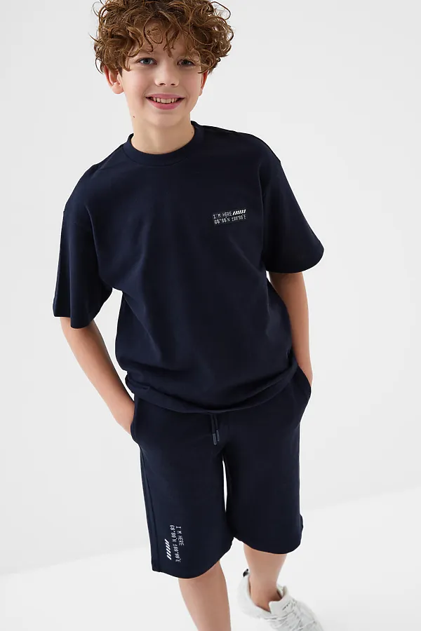 Комплект трикотажный для мальчиков: фуфайка (футболка), шорты PLAYTODAY, тёмно-синий - фото 1