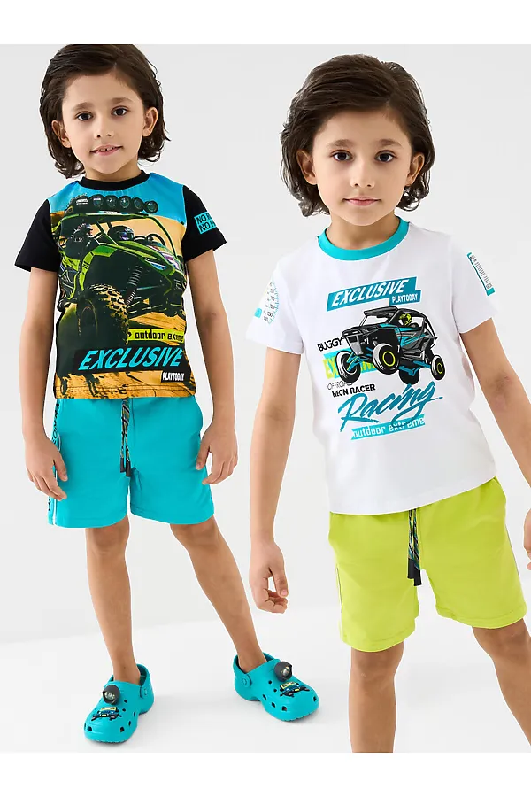 Шорты трикотажные для мальчиков, 2 шт в комплекте PLAYTODAY, светло-зеленый,бирюзовый - фото 1