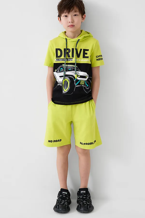 Комплект трикотажный для мальчиков: джемпер (футболка), шорты PLAYTODAY, белый,светло-зеленый - фото 1