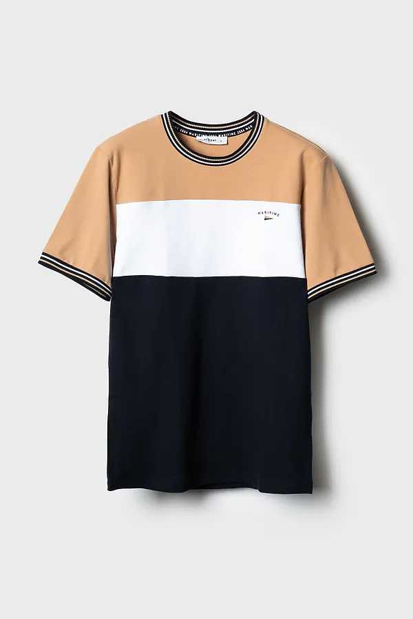 Фуфайка трикотажная для мужчин (футболка) PLAYTODAY, белый,тёмно-синий,бежевый - фото 1