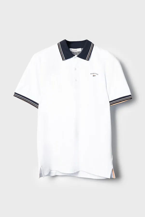 Джемпер трикотажный с воротником поло для мужчин PLAYTODAY, белый,тёмно-синий - фото 1