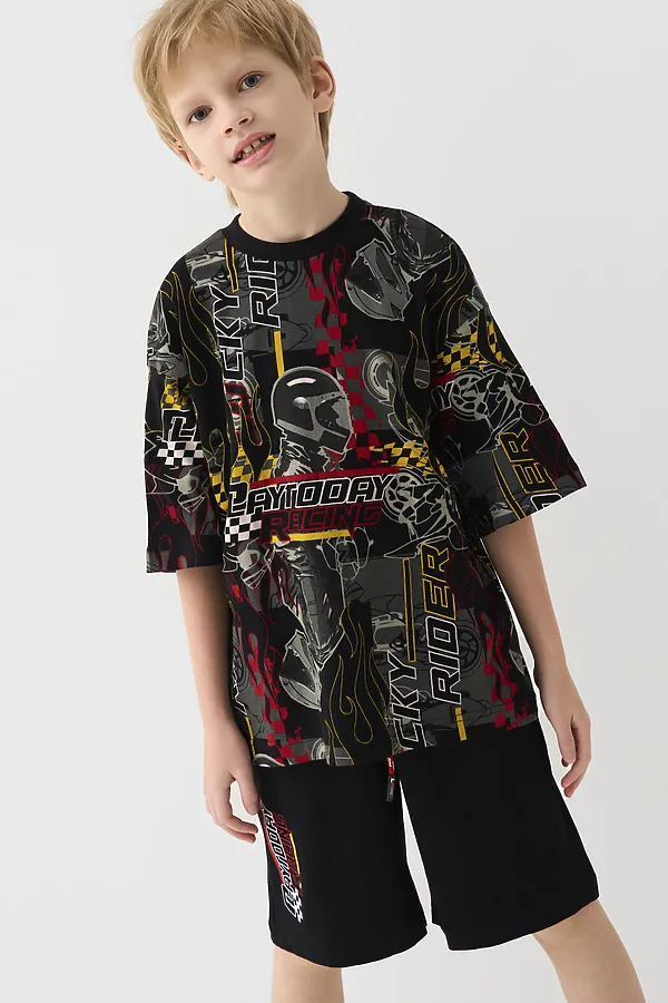 Комплект трикотажный для мальчиков: фуфайка (футболка), шорты PLAYTODAY, разноцветный - фото 1