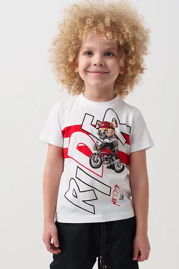 Фуфайка трикотажная для мальчиков (футболка) PLAYTODAY, белый - фото 1