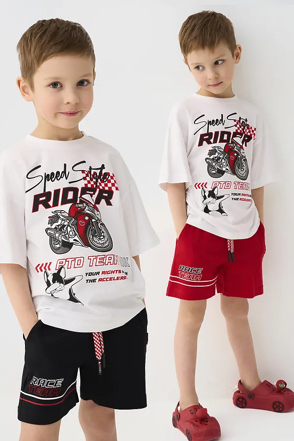 Шорты трикотажные для мальчиков, 2 шт в комплекте PLAYTODAY, черный,красный - фото 1