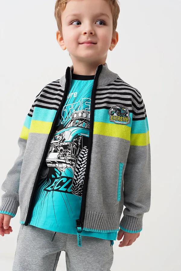 Кардиган трикотажный для мальчиков PLAYTODAY, разноцветный - фото 1