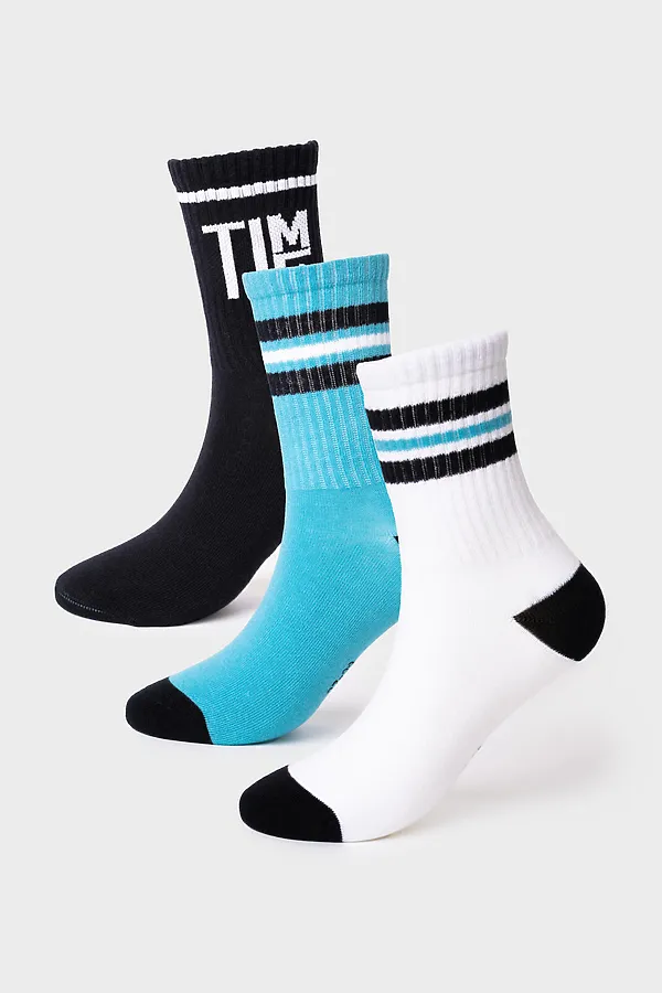 Носки трикотажные для мальчиков, 3 пары в комплекте PLAYTODAY, черный,белый,бирюзовый - фото 1