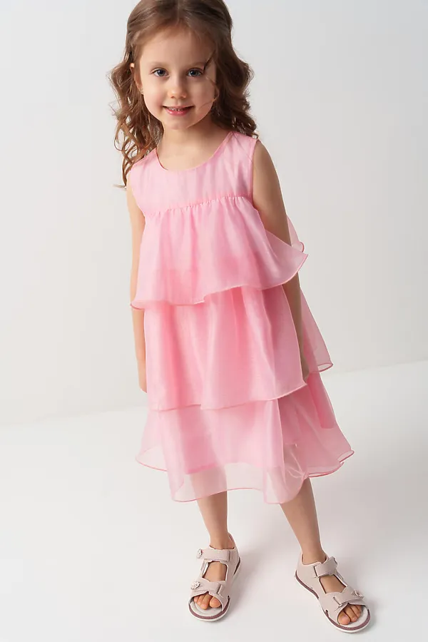 Платье текстильное для девочек PLAYTODAY, розовый - фото 1