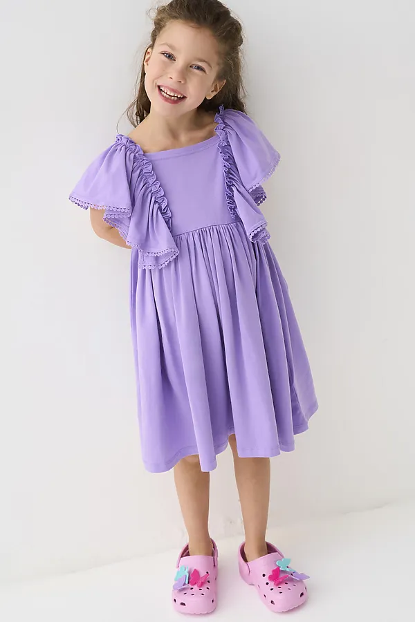 Платье трикотажное для девочек PLAYTODAY, сиреневый - фото 1