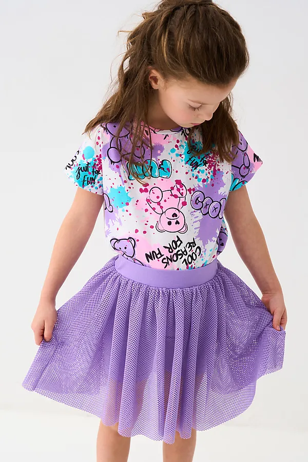 Юбка-шорты трикотажные для девочек PLAYTODAY, сиреневый - фото 1