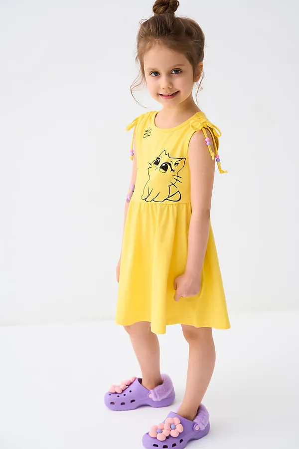 Сарафан трикотажный для девочек PLAYTODAY, жёлтый - фото 1
