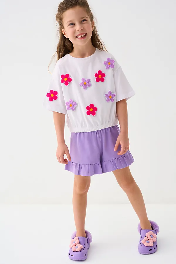 Джемпер трикотажный для девочек (футболка) PLAYTODAY, белый - фото 1