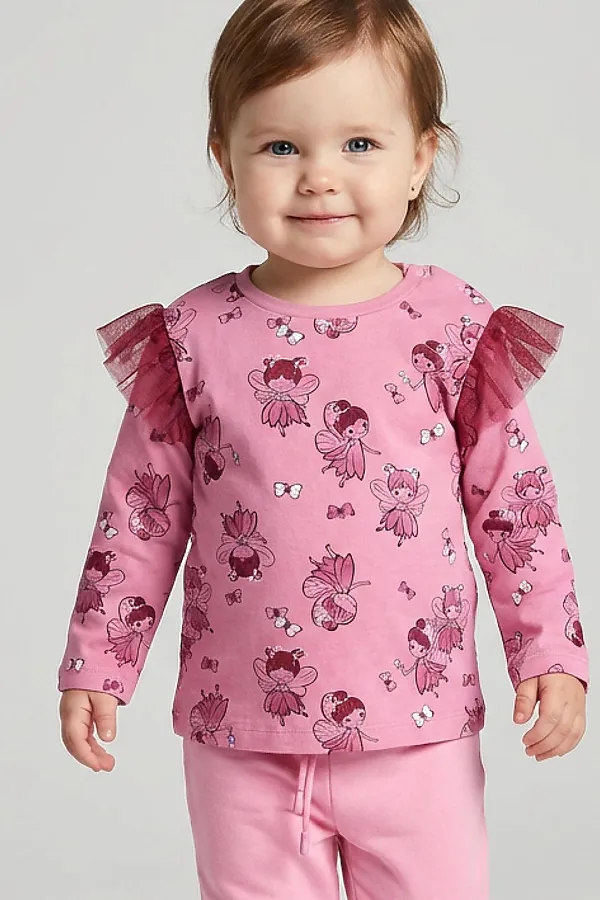 Джемпер детский трикотажный для девочек (футболка с длинными рукавами) PLAYTODAY, разноцветный - фото 1