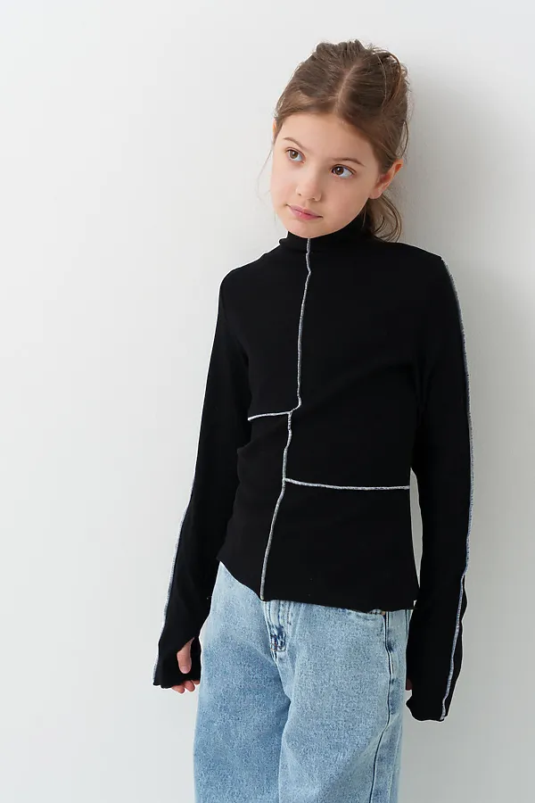 Водолазка трикотажная для девочек PLAYTODAY, черный - фото 1